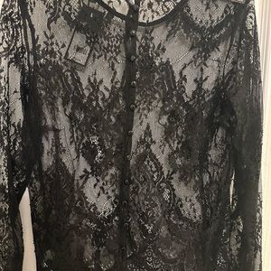 Lace see through shirt size medium